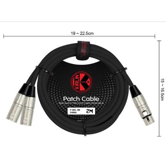 Kirlin Y-303 2 Meter Original Cable XLR Female to Dual XLR Male Black PVC (Y303 Y 303)