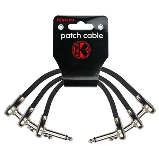 Kirlin PSK3-243 /BK 6 Inch Patch Cable Right Angle L Mono Plug For Electric Guitar Effect Pedal - 3 Pack