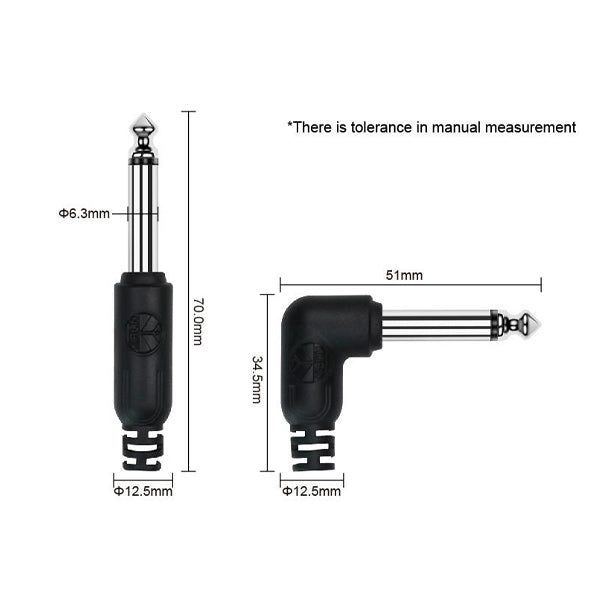 Kirlin Cable IC-242 6 Meter Mono Right Angle L Plug Instrument Cable For Electric Acoustic Bass Guitar Speaker Amp Keyboard Drum Amplifier - Black