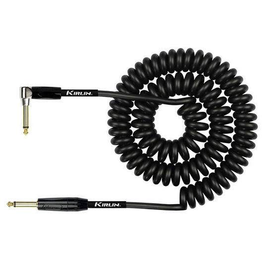Kirlin IPK-222BFGL /BKE 10 Meter Premium Coil L Right Angle Gold Plated Instrument Cable For Electric Acoustic Bass Guitar - Black