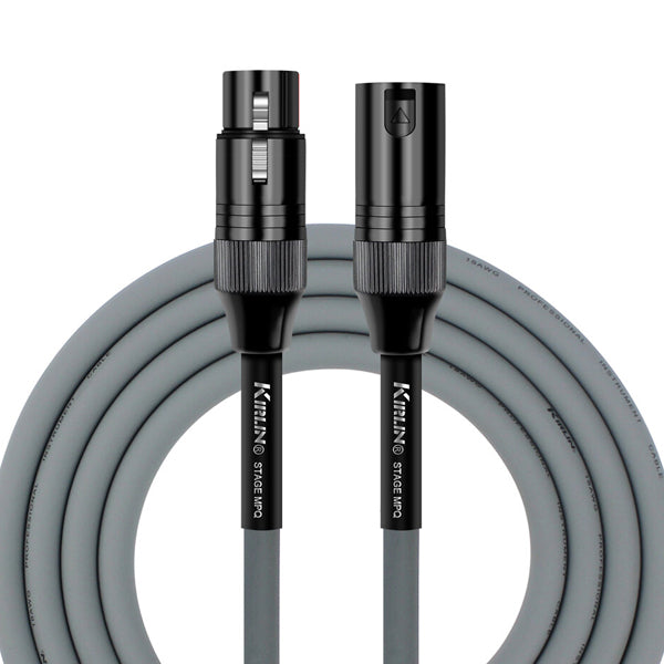 Kirlin MPQ-220BG /GA 3 Meter Stage Microphone Cable Metal Connector XLR Male to XLR Female Mic Cable - Gray