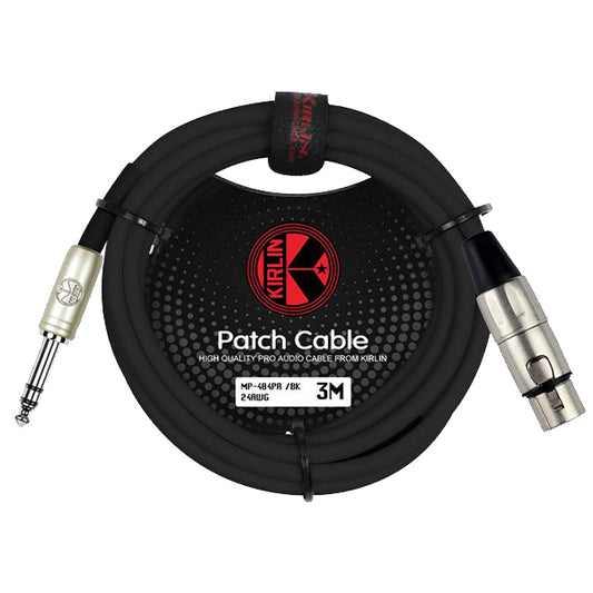 Kirlin MP-484PR 3 Meter XLR Female to 1/4 Inch TRS Plug Microphone Audio Mic Cable - Black