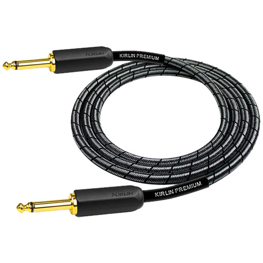 Kirlin IWB-201BEG 3 Meter Original Gold Tip Woven Instrument Cable for Electric Acoustic Guitar Keyboard Bass Amplifier - Black
