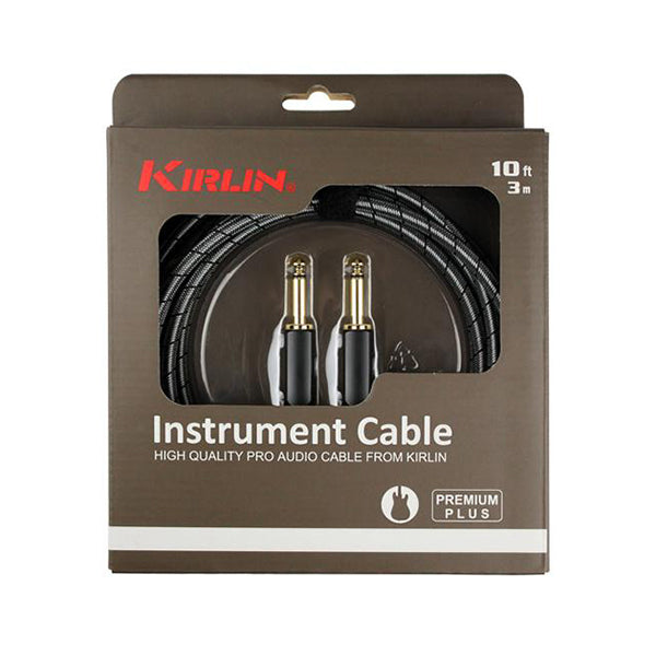 Kirlin IWB-201BEG 3 Meter Original Gold Tip Woven Instrument Cable for Electric Acoustic Guitar Keyboard Bass Amplifier - Black