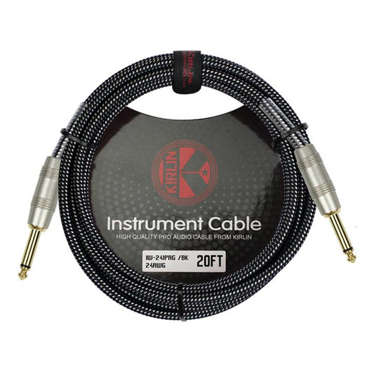 Kirlin IW-241PRG /BK Original Gold Woven Instrument Cable Electric Guitar Amp Keyboard Bass Amplifier Drum - Black