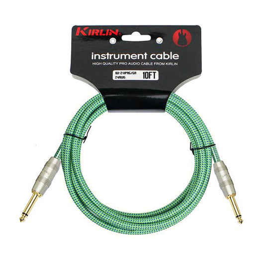 Kirlin IW-241PRG /GR 6 Meter Original Gold Woven Instrument Cable Electric Guitar Amp Keyboard Bass Amplifier Drum Green