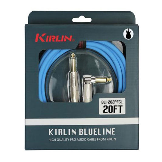 Kirlin BLI-202PFGL /BE 3 Meter BlueLine L Gold Plated Instrument Cable for Electric Acoustic Bass Guitar Speaker Amp Keyboard Drum Amplifier - Blue