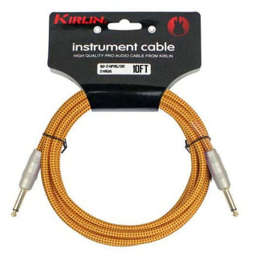 Kirlin IW-241PRG /OR 3 Meter Original Gold Woven Instrument Cable Electric Guitar Amp Keyboard Bass Amplifier Drum Orange