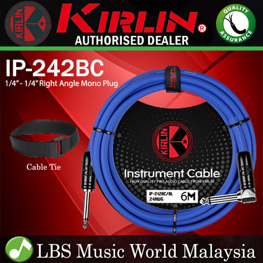 Kirlin Cable IP-242BC 6 Meter Mono Right Angle L Instrument Cable For Electric Acoustic Bass Guitar Speaker Amp Keyboard Drum Amplifier
