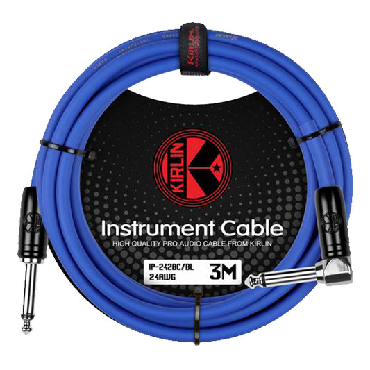 Kirlin Cable IP-242BC 3 Meter Mono Plug Instrument Cable For Electric Acoustic Bass Guitar Speaker Amp Keyboard Drum Amplifier - Blue
