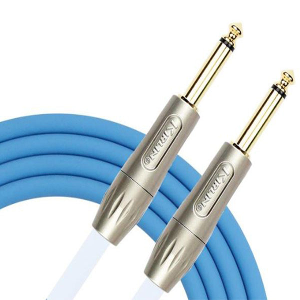 Kirlin BLI-201PFG /BE 3 Meter BlueLine Gold Plated Instrument Cable For Electric Acoustic Bass Guitar Speaker Amp Keyboard Drum Amplifier - Blue