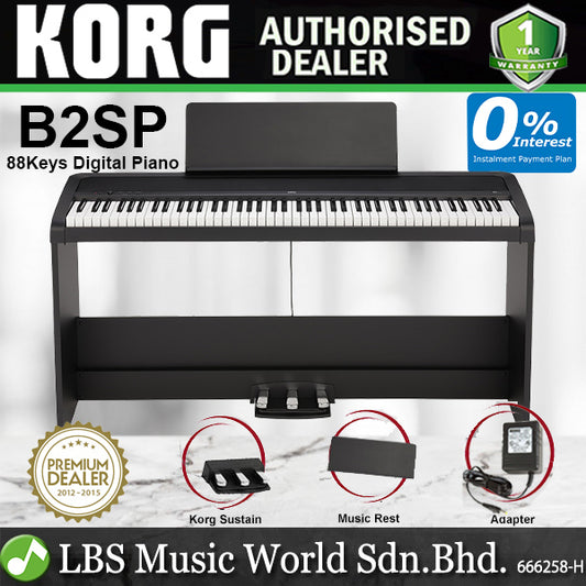 Korg B2SP 88 Key Digital Piano Weighted Hammer Action 3 Padel With Stand Black (B2 SP)
