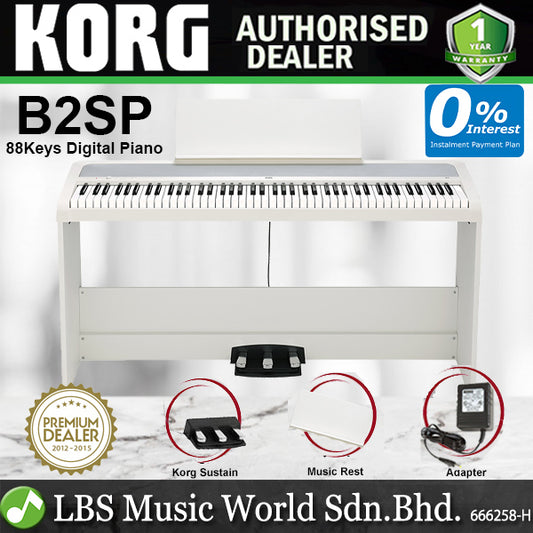 Korg B2SP 88 Key Digital Piano Weighted Hammer Action 3 Padel With Stand White (B2 SP)