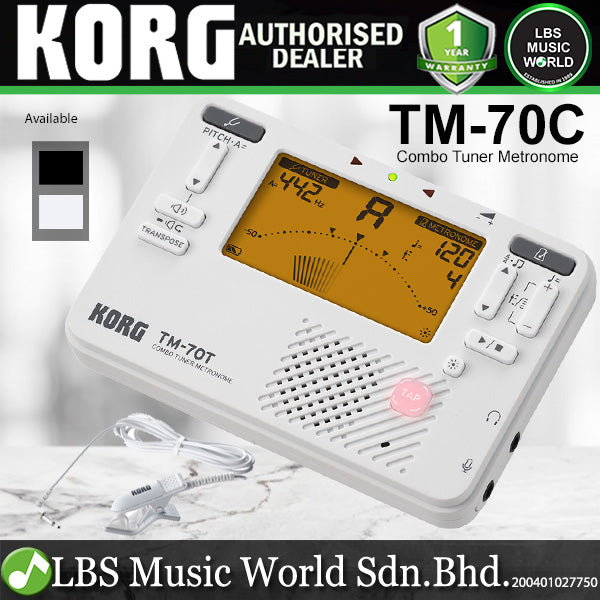 Korg TM-70C Combo Tuner and Metronome with Contact Microphone (TM70C TM70T)