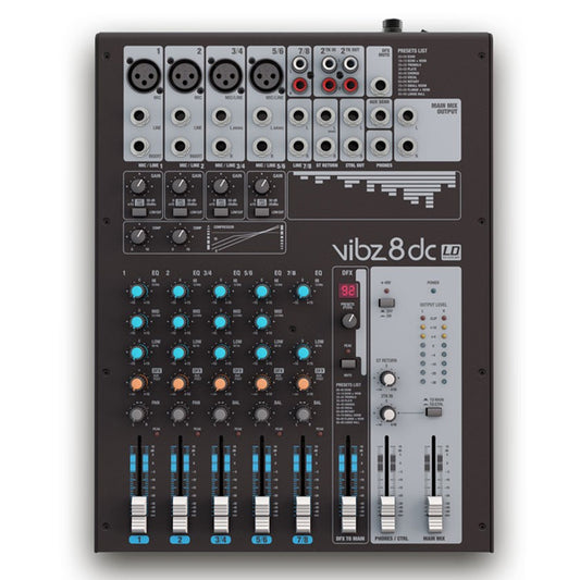 LD Systems VIBZ 8 DC 8 Channel Mixing Console with DFX and Compressor (VIBZ8 DC VIBZ8DC)