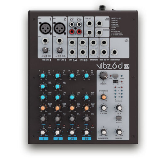 LD Systems VIBZ 6 D 6 Channel Mixing Console with DFX (VIBZ6 D VIBZ6D)