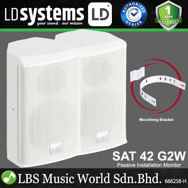 LD Systems SAT 42 G2 60 Watt 4 Inch Passive Installation Monitor Wall Mounted Loudspeaker with 2 Way Speaker - Pair (LDSAT42G2)