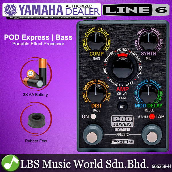 Line 6 POD Express Portable Lightweight Amp Modeler Guitar or Bass Effect Processor Pedal