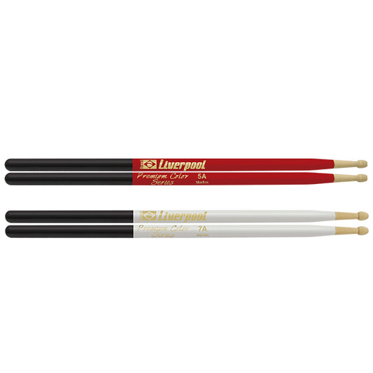 Liverpool Drumstick Premium Color Series Marfim Wood Tip Vermelha Drum Stick - PC 5AMV 7AMV