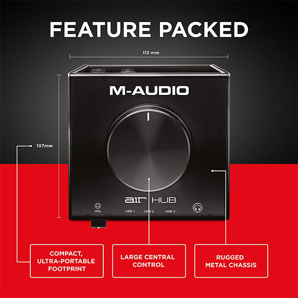 M-Audio AIR|Hub USB Monitoring Audio Interface with Built in Hub 3 Port Hub (Air Hub)