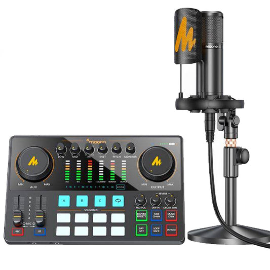 Maono Maonocaster AME2A Audio Interface Production Studio Set with Mic and Built in Preamp