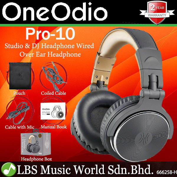 OneOdio Pro-10 DJ Adapter Free Closed Back Over Ear DJ Stereo Monitor Headphone Grey (Pro10 Pro 10)