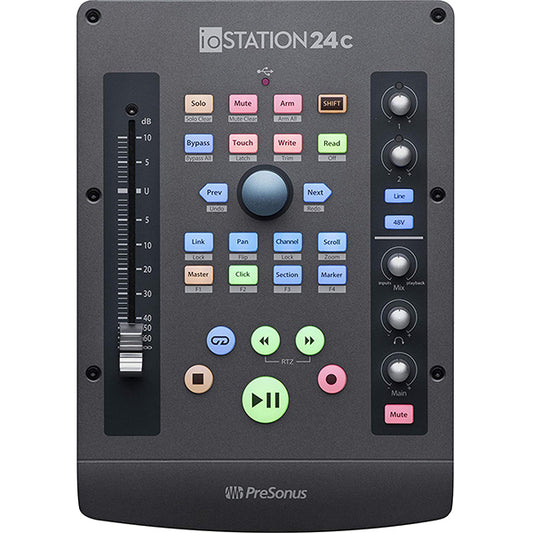 PreSonus ioSTATION 24c 2x2 USB C Audio Interface and Production Controller with Fader (iO Station)