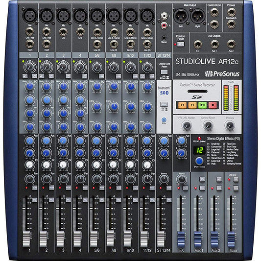 PreSonus StudioLive AR12c 12 Channel Analog Mixer and Audio Interface with Effects with Bluetooth (Studio Live AR12 C)