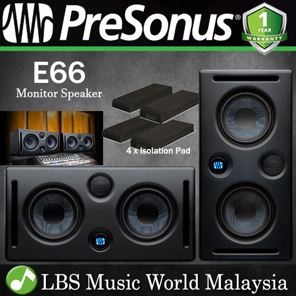 PreSonus Eris E66 Dual 6.5" Professional Powered Multimedia Studio Monitor Speaker Cabinet Pair (E 66)