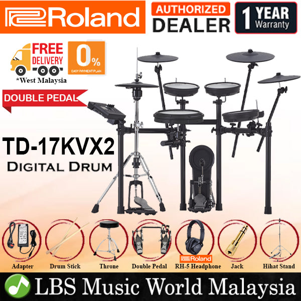 Roland TD-17KVX2 Digital V-Drums Electronic V Drum Package (TD17KV2 TD-17KV TD17KV 17KV2)