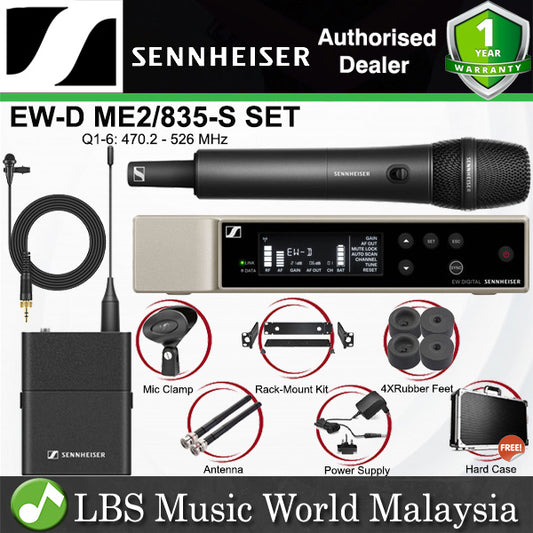 Sennheiser EW-D ME2/835-S SET Digital Wireless Combo Microphone Audio System With Hardcase and Accesories