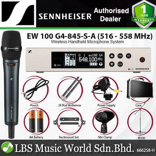 Sennheiser EW 100 G4-845-S Wireless Handheld Microphone System with Hardcase and Mic Stand (EW100G4845S)
