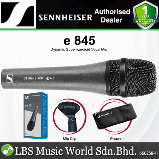 Sennheiser e 845 Dynamic Super Cardioid Vocal Microphone Mic with Switch (E845 E845S)