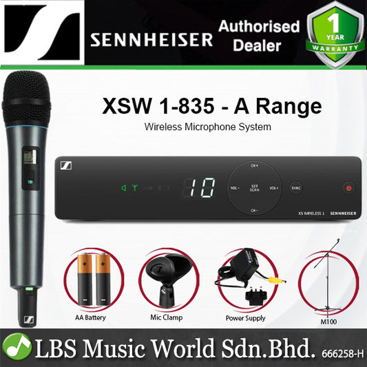 Sennheiser XSW 1-835 Wireless Microphone System with SKM 835-XSW Handled Mic Transmitter and EM-XSW 1 Receiver (XSW1835)