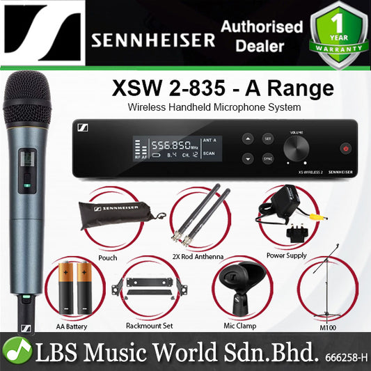 Sennheiser XSW 2-835 Wireless Handheld Microphone System with SKM 835-XSW Mic and EM-XSW 2 Rackmountable Receiver (XSW2835)
