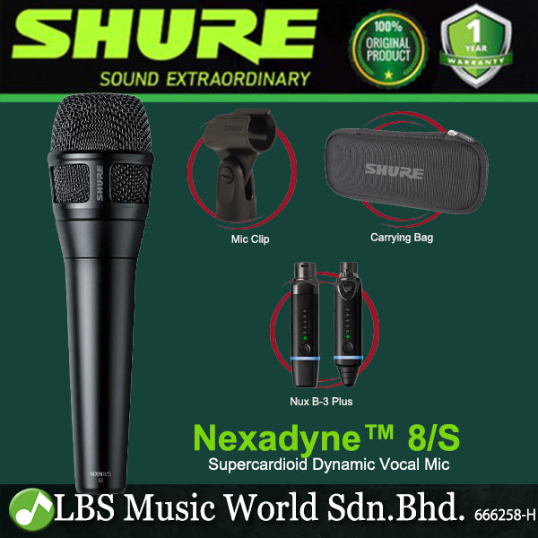 Shure Nexadyne™ 8/S Supercardioid Handheld Mic Dynamic Vocal Microphone (NXN8/S)