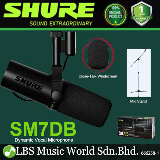 Shure SM7dB Cardioid Dynamic Vocal Microphone With Built In Active Preamp Podcast Mic (SM7 dB)