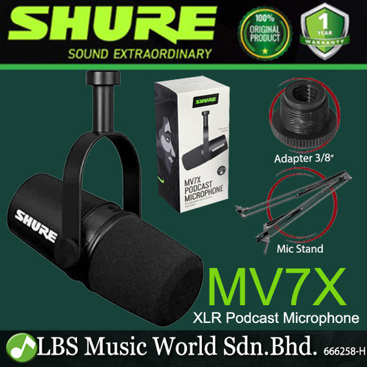 Shure MV7X XLR Dynamic Cardioid Podcast Microphone with Voice Isolation Mic Technology (MV7 X)