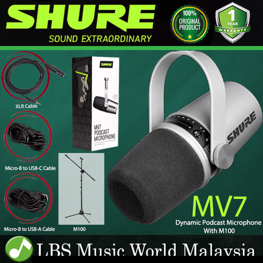 Shure MV7+ Dynamic Mic Podcast Microphone With USB C and XLR Output (MV7)