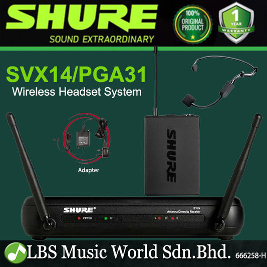 Shure SVX14/PGA31 Wireless Headset Mic System with SVX4 Receiver, Bodypack Transmitter and PGA31 Microphone (SVX14 PGA31)