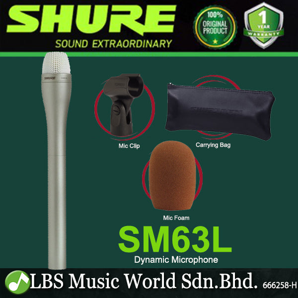 Shure SM63 Omnidirectional Dynamic Microphone Handheld Mic with Built In Pop Filter - Champagne (SM 63)
