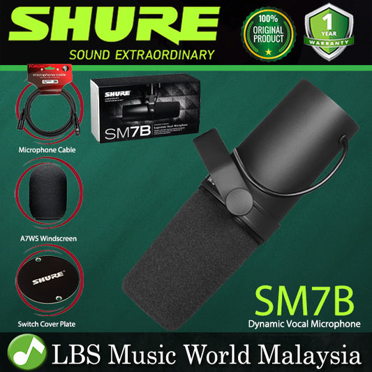 Shure SM7B Cardioid Dynamic Vocal Microphone with XRL Output and Mic Cable