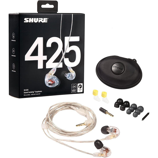 Shure SE425 PRO In Ear Monitor Sound Isolating Wired Earphones with Detachable Cable - Clear (SE 425)