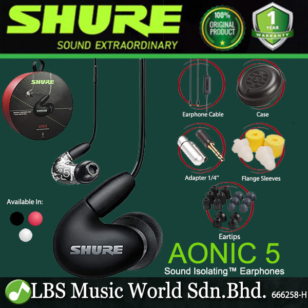 Shure Aonic 5 In Ear Monitor Sound Isolating Earphones Wired