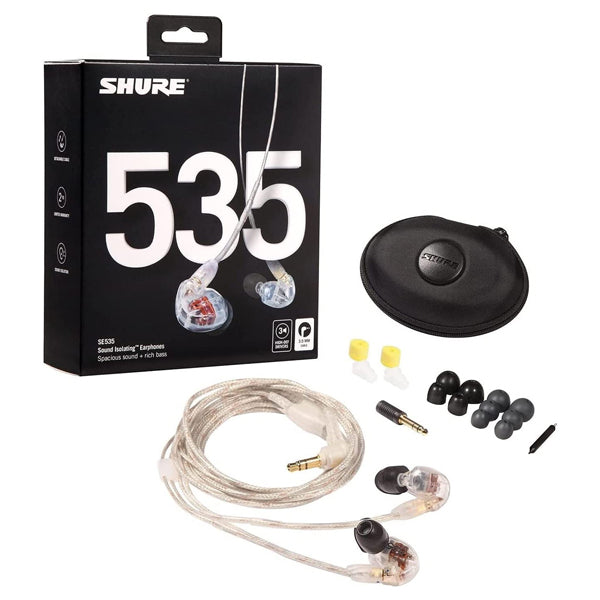 Shure SE535 PRO In Ear Monitor Sound Isolating Earphones Wired Detachable Cable - Clear (SE 535)