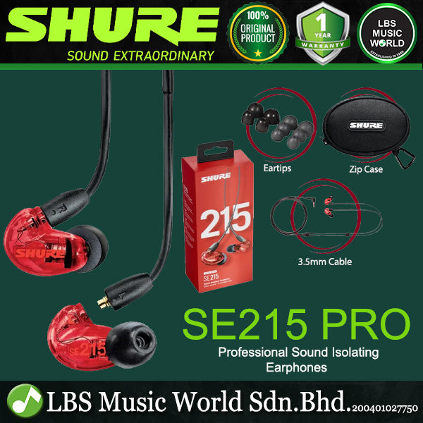 Shure SE215 PRO In Ear Monitor Earbuds Sound Isolating Wired or Wireless Earphones with Detachable Cable - Clear