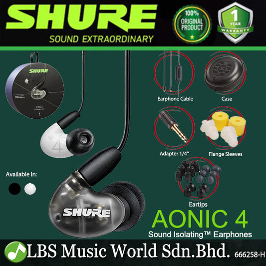 Shure AONIC 4 In Ear Monitor Sound Isolating Hybrid Earphones Wired Detachable Cable with Case