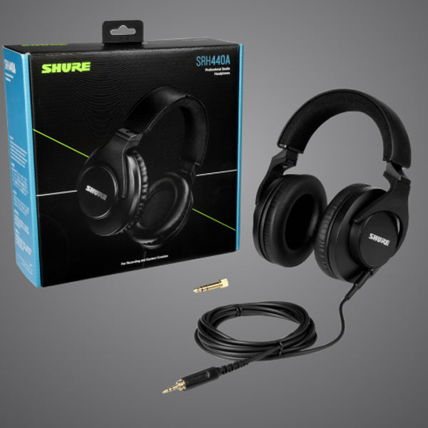 Shure SRH440A Closed Back Professional Studio Monitor Headphones with Detachable Straight Cable (SRH440 A)