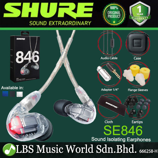 Shure SE846 In Ear Monitoring Earphones with Passive Sound Isolating with Sweat Proof (SE 846)