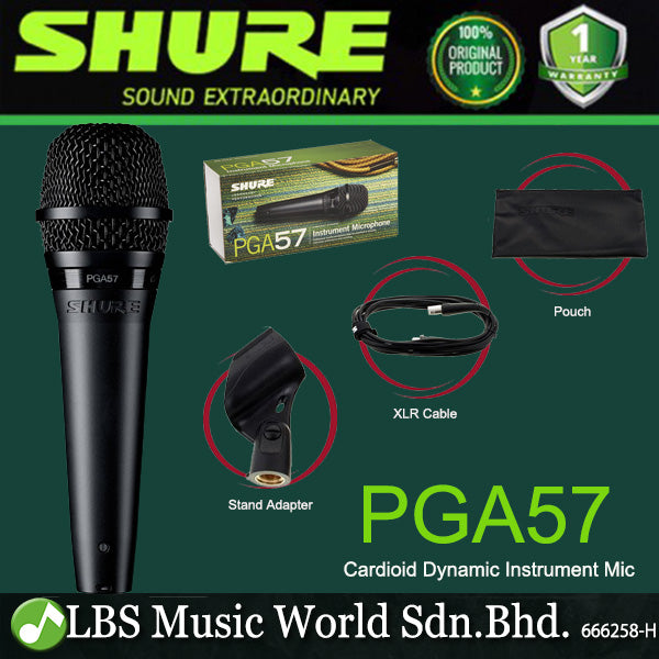 Shure PGA57 Cardioid Dynamic Instrument Microphone with Mic Stand Adapter and Pouch